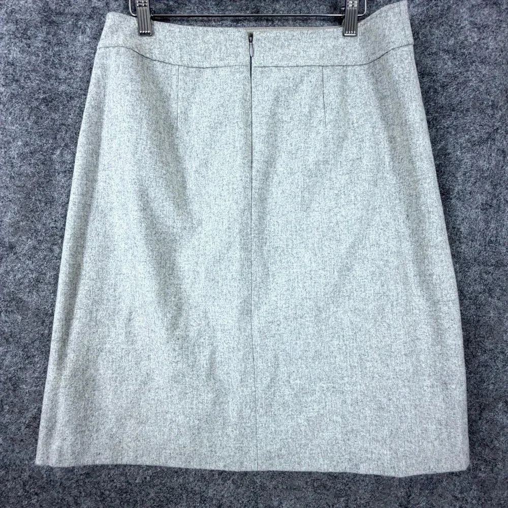 Banana Republic Pencil Skirt Womens 8 Gray Wool Back Zip Split Front Office Chic